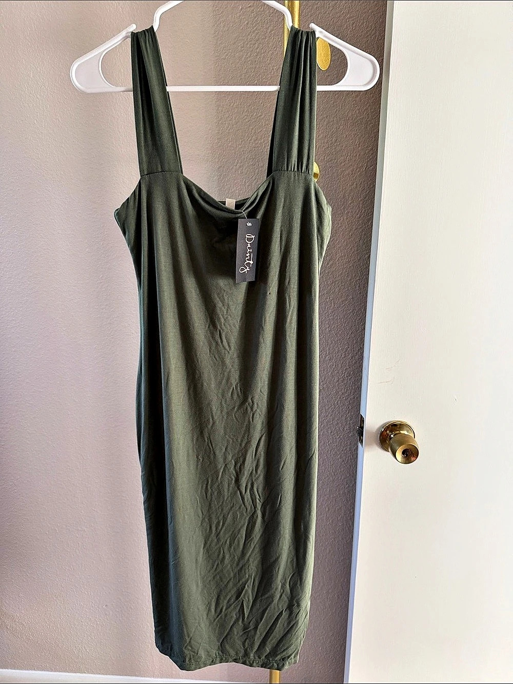 Final Touch D40233 Olive Green Midi Dress Size Medium NWT